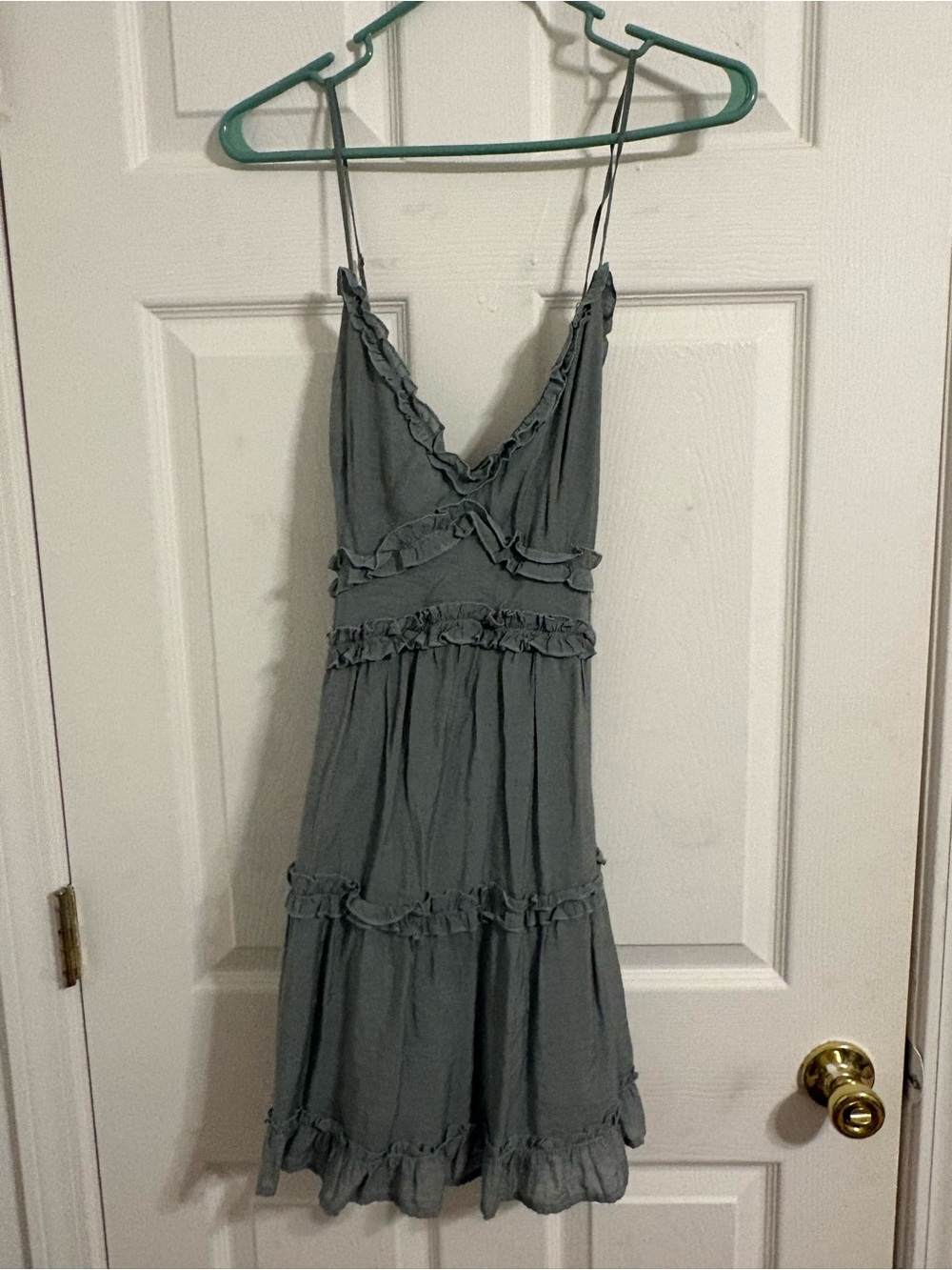 Sage Green Ruffled Spaghetti-Strap Dress - Stylish Women's Summer Dress